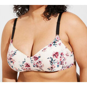 Torrid 360 Back Smoothing Wire Free Lightly Lined Everyday Bra Floral Pink 46G